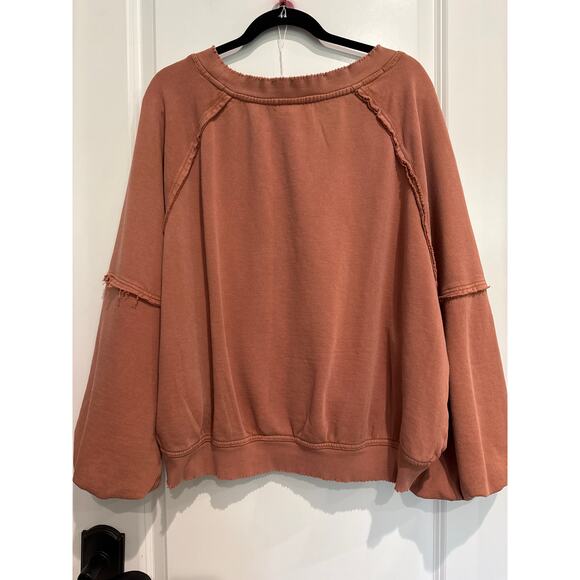 MSRP $98 FREE PEOPLE Womens Cotton Boat Neck Sweatshirt Size S-L SAME DAY SHIP - Picture 5 of 6